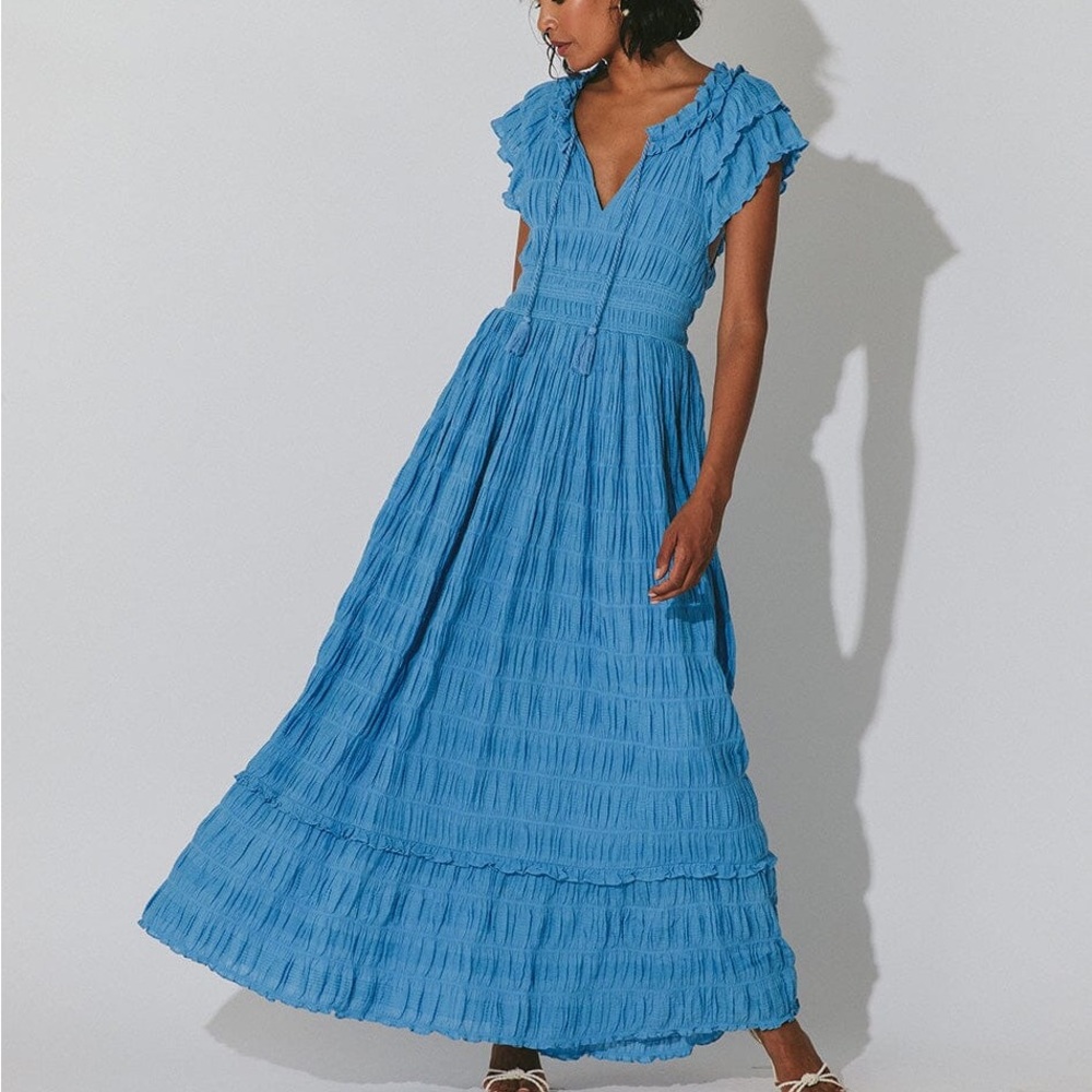 Cleobella Santana Ankle Dress Sky Blue size S